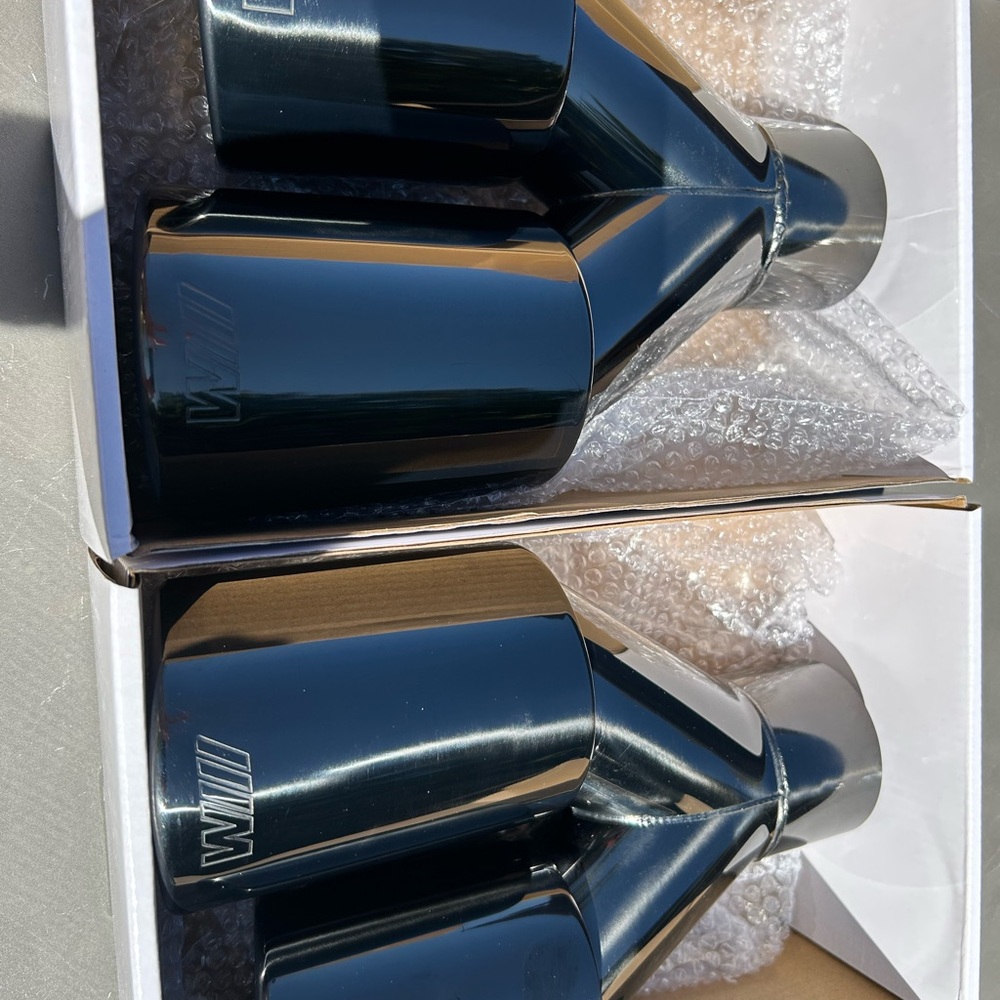 BMW Glossy Black Exhaust Tips stainless steel chrome set of 2 quad tips